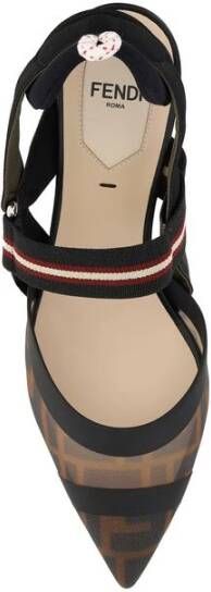 Fendi Mesh Toe Sling-Back Kitten Heel Pumps
