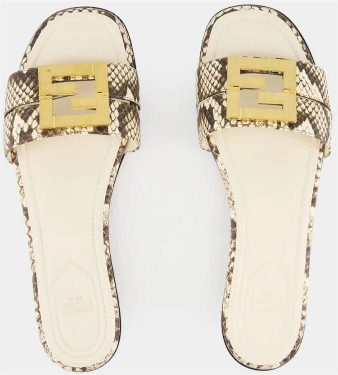Fendi Python Leren Platte Sandalen