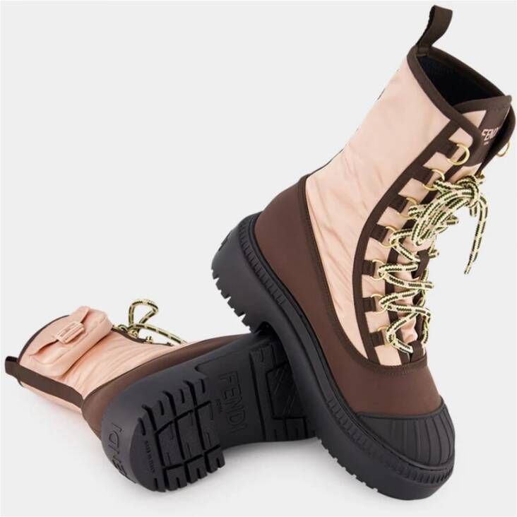 Fendi Roze Lace-Up Biker Boots