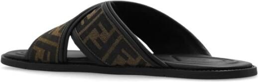 Fendi Slides met logo Brown Heren