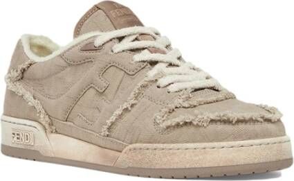 Fendi Beige Jacquard Vetersneakers Beige Heren