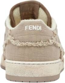 Fendi Beige Jacquard Vetersneakers Beige Heren