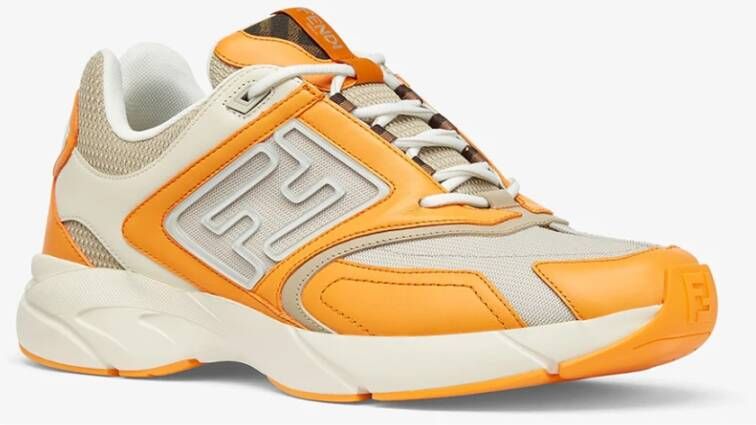 Fendi Oranje Tech Fabric Sneakers Oranje Heren