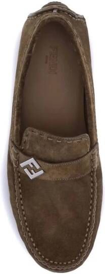 Fendi Suède Driver Loafers met FF-detail