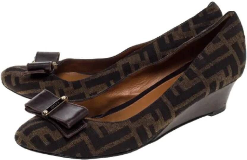 Fendi Vintage Pre-owned Canvas heels Brown Dames