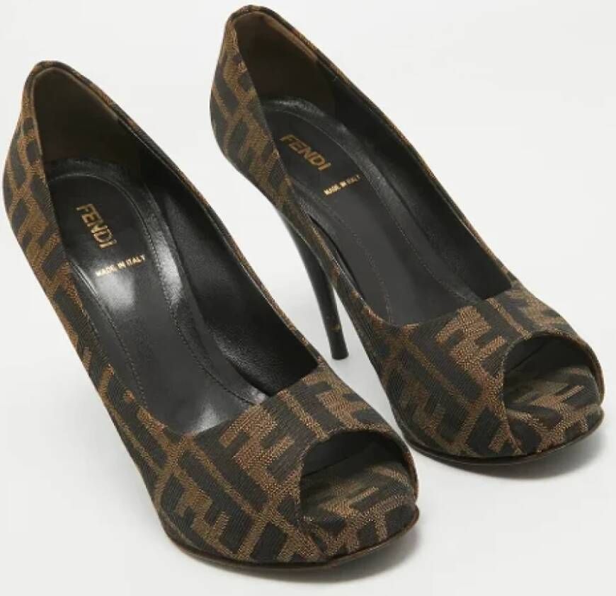 Fendi Vintage Pre-owned Canvas heels Brown Dames