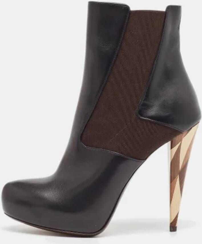 Fendi Vintage Pre-owned Leather boots Black Dames