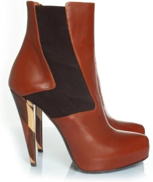 Fendi Vintage Pre-owned Leather boots Brown Dames