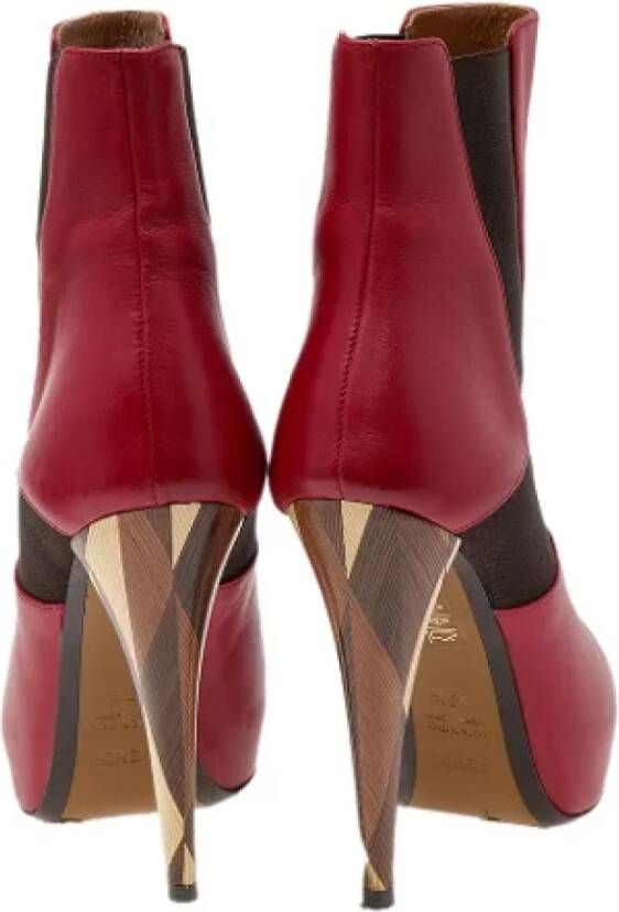 Fendi Vintage Pre-owned Leather boots Red Dames