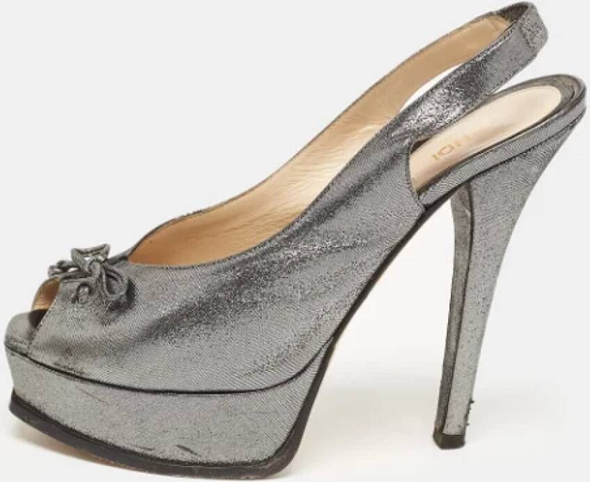 Fendi Vintage Pre-owned Leather heels Gray Dames