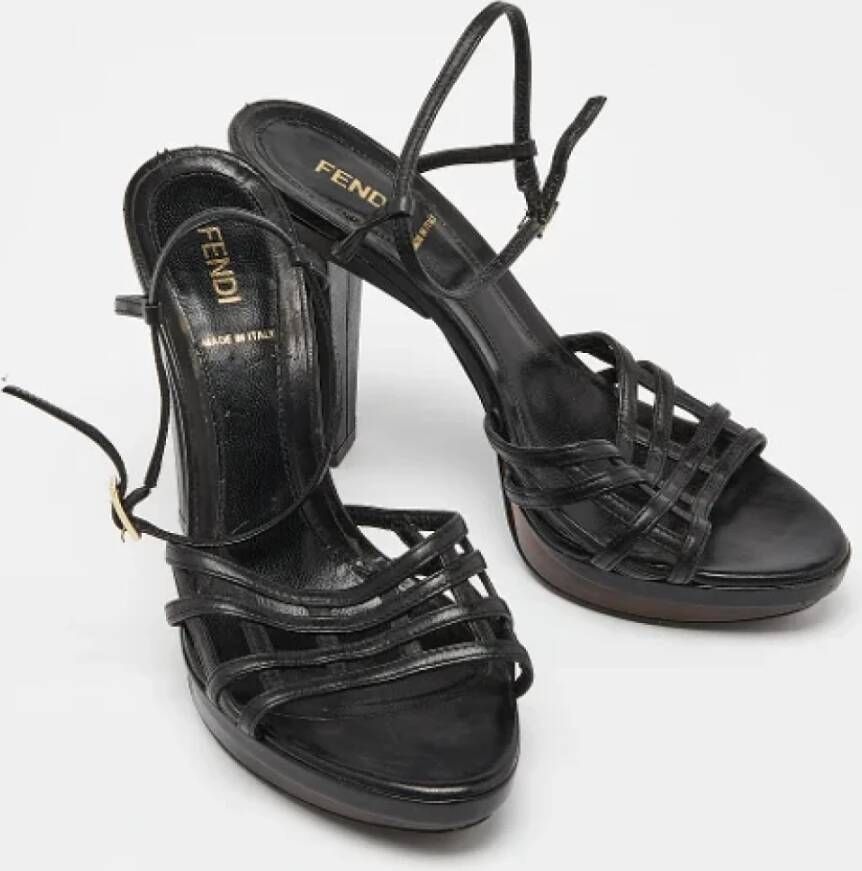 Fendi Vintage Pre-owned Leather sandals Black Dames