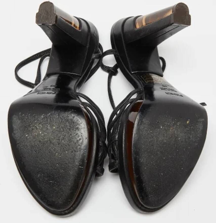 Fendi Vintage Pre-owned Leather sandals Black Dames