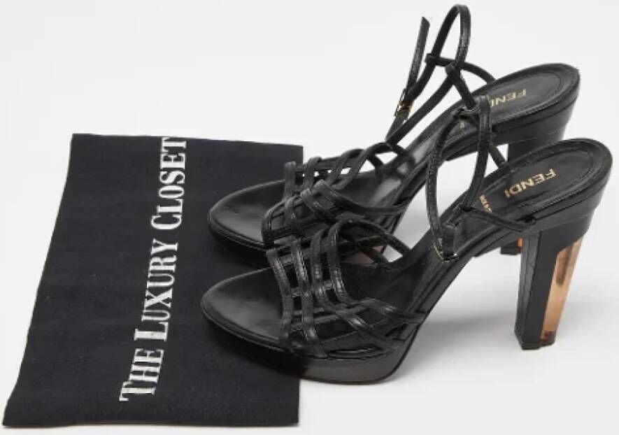 Fendi Vintage Pre-owned Leather sandals Black Dames