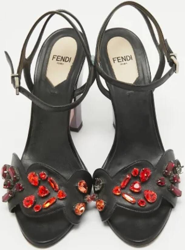 Fendi Vintage Pre-owned Leather sandals Black Dames