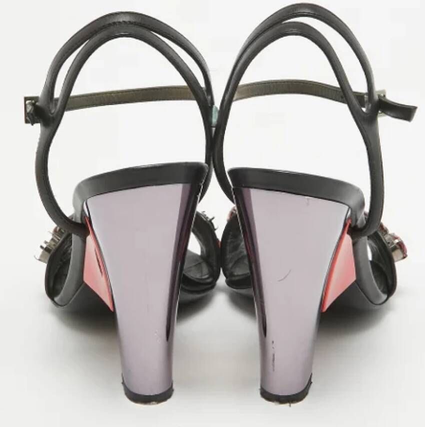 Fendi Vintage Pre-owned Leather sandals Black Dames