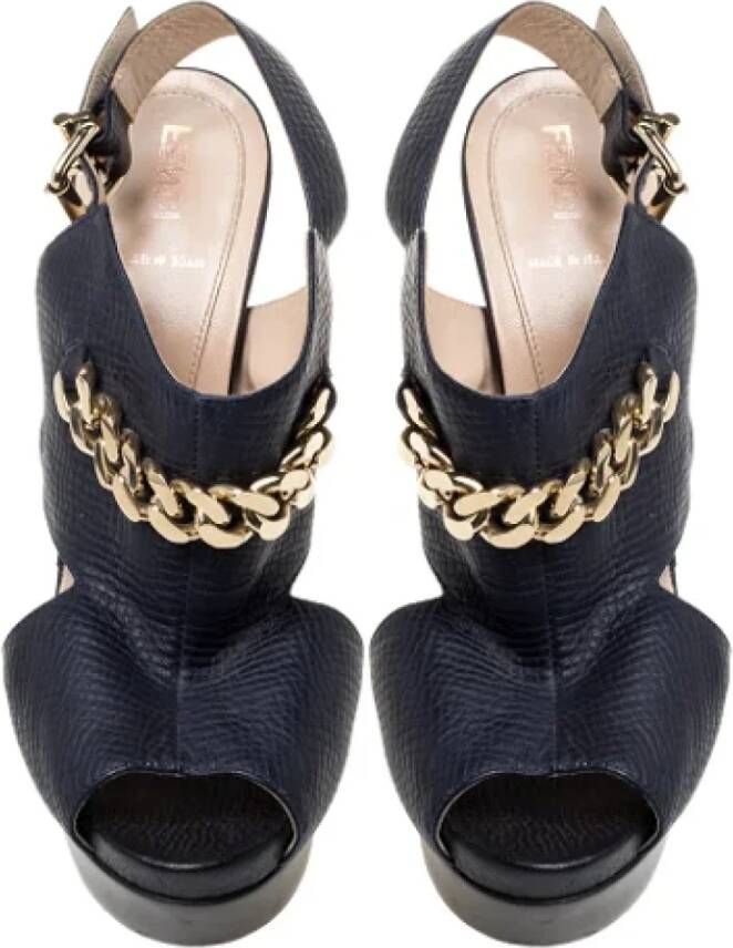 Fendi Vintage Pre-owned Leather sandals Blue Dames