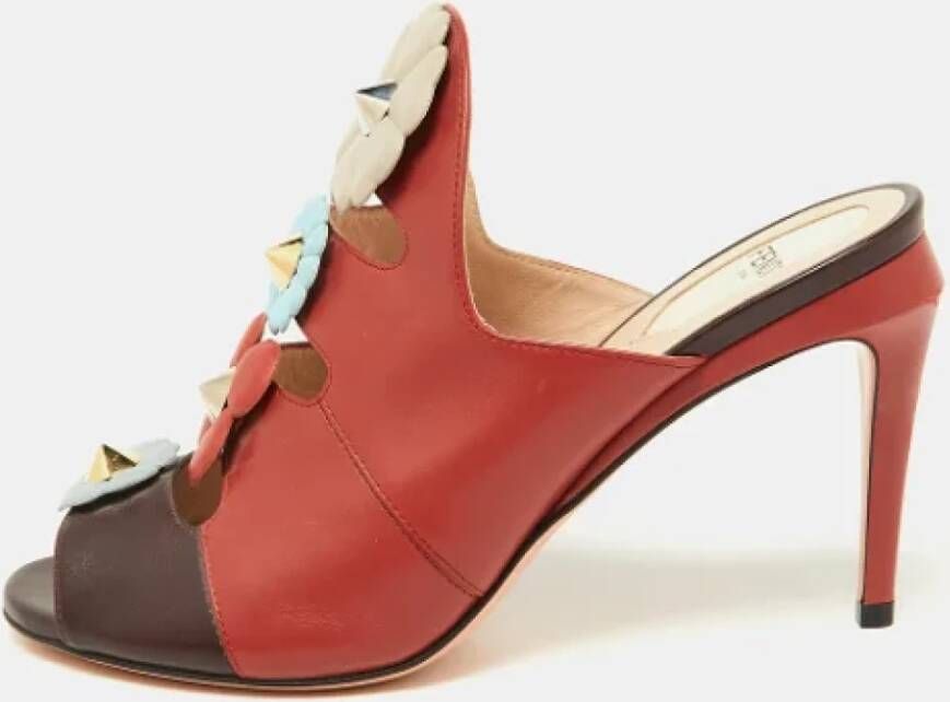 Fendi Vintage Pre-owned Leather sandals Red Dames