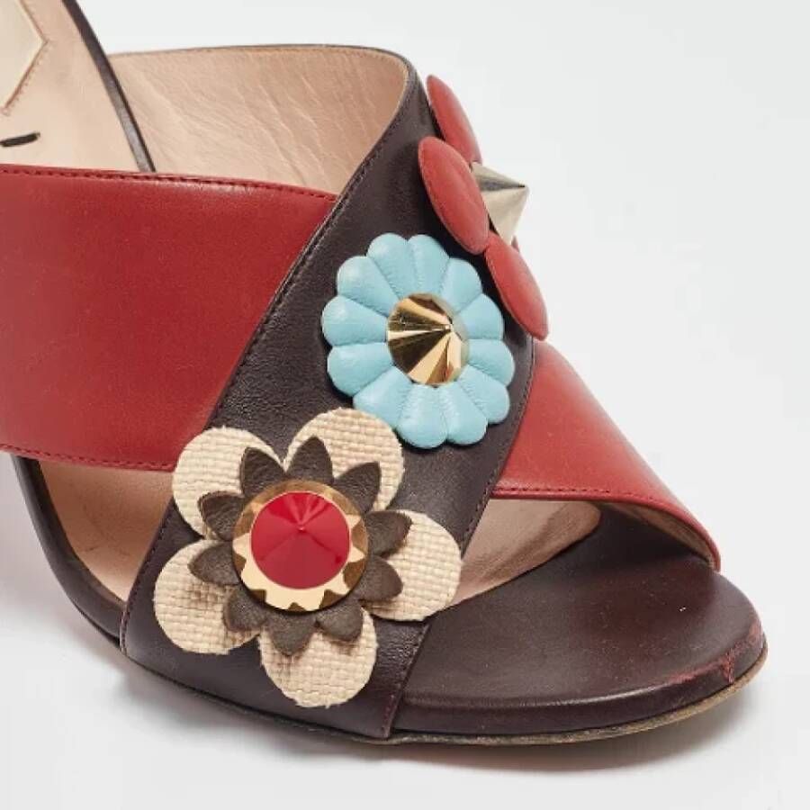 Fendi Vintage Pre-owned Leather sandals Red Dames