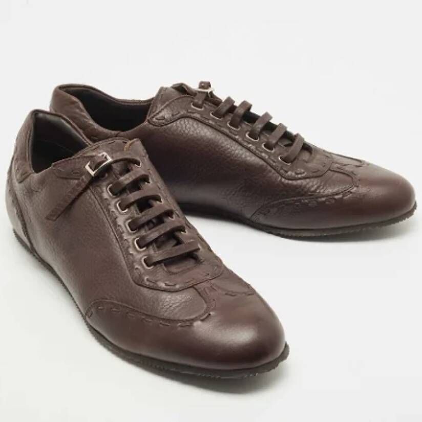 Fendi Vintage Pre-owned Leather sneakers Brown Dames