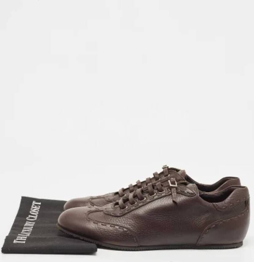 Fendi Vintage Pre-owned Leather sneakers Brown Dames
