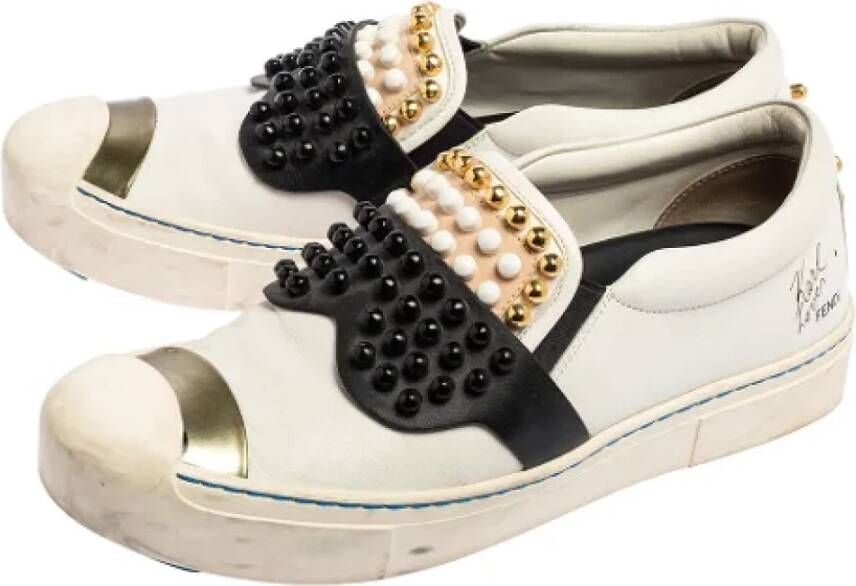 Fendi Vintage Pre-owned Leather sneakers White Dames
