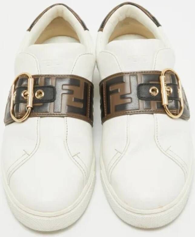 Fendi Vintage Pre-owned Leather sneakers White Dames