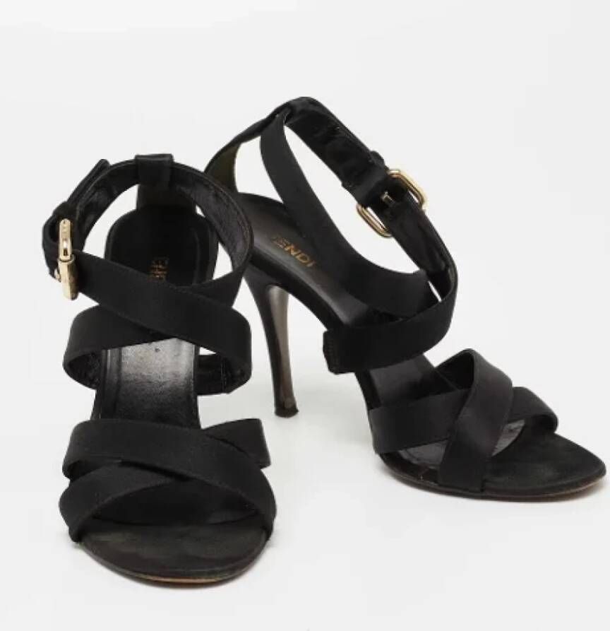 Fendi Vintage Pre-owned Satin sandals Black Dames