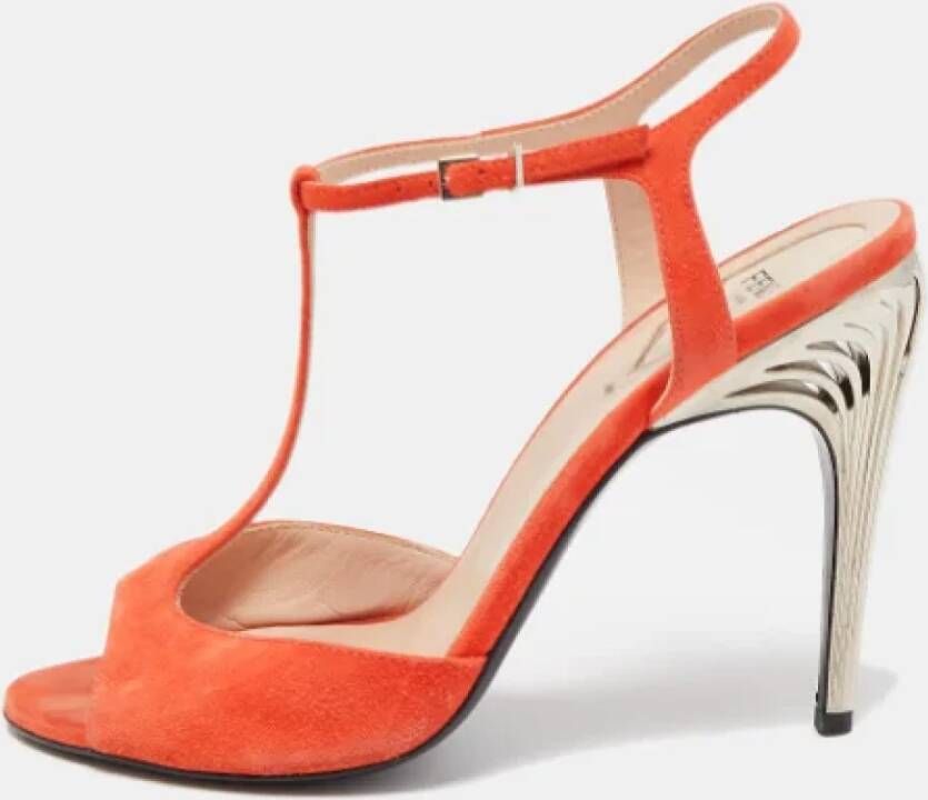 Fendi Vintage Pre-owned Suede heels Orange Dames