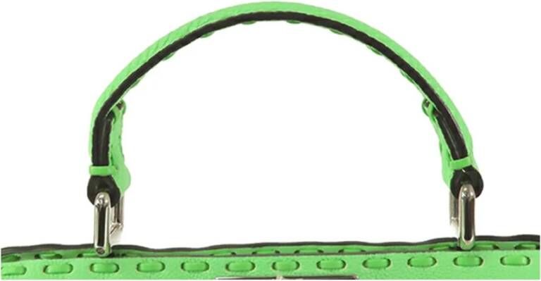Fendi Vintage Tweedehands Peekaboo Iconic Mini Lime Groene Leren Satchel