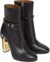 Fendi Zwarte leren Delfina enkellaarsjes met gouden stilettohak Black Dames - Thumbnail 2