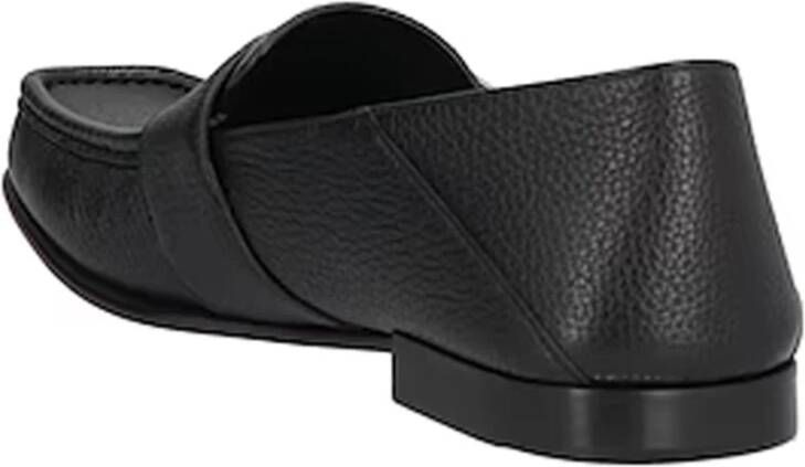 Fendi Zwarte Leren Loafers Stijlvolle Vierkante Neus