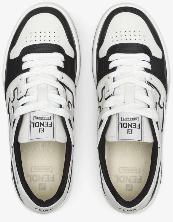 Fendi Zwarte Leren Sneakers met Witte Details Black Heren