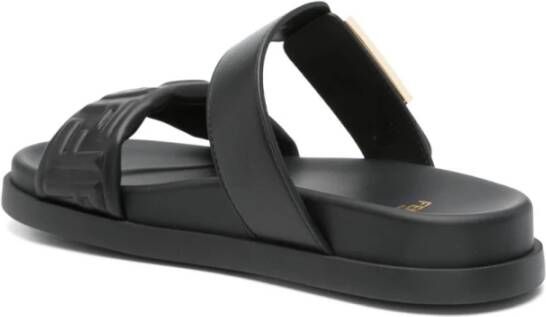 Fendi Zwarte Slip-On Sandalen met FF Logo