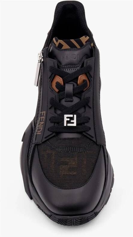 Fendi Zwarte Sneakers met Elastische Veters en Zijrits