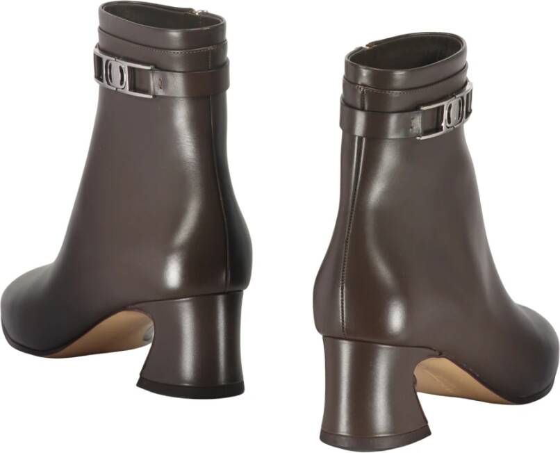 Ferragamo Amandel Teen Leren Enkellaarzen