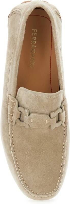 Ferragamo Beige Platte Schoenen Byaite Camoscio
