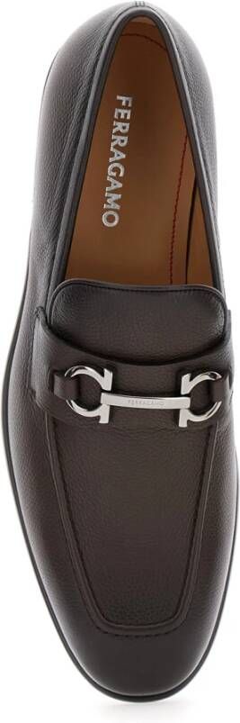 Ferragamo Bruine leren loafers met Gancini-detail