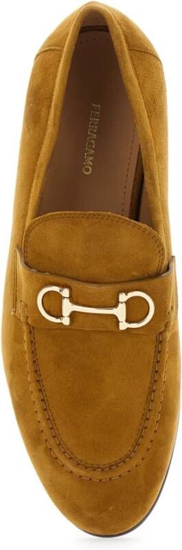 Ferragamo Bruine Platte Mocassino Schoenen Lage Hak