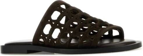 Ferragamo Donkerbruine Suède Barbados Slippers