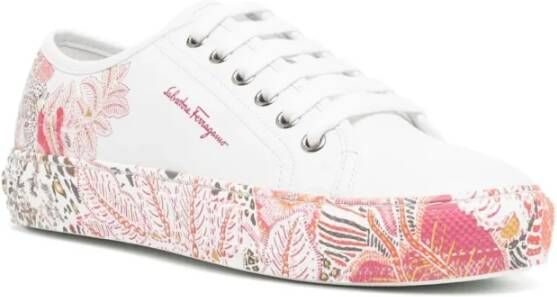 Ferragamo Floral-Print Lace-Up Sneakers