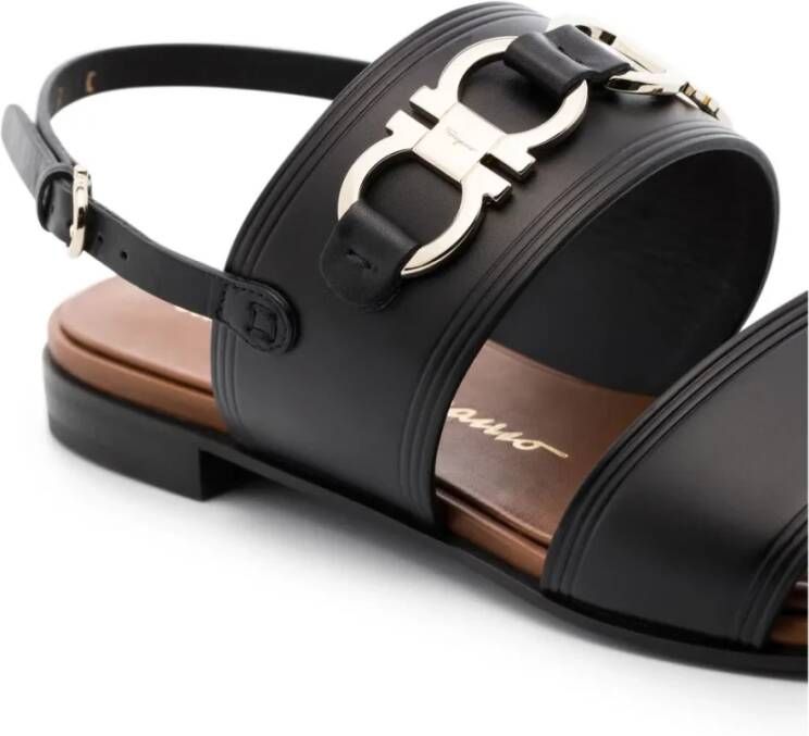 Ferragamo Gancini leren platte sandalen