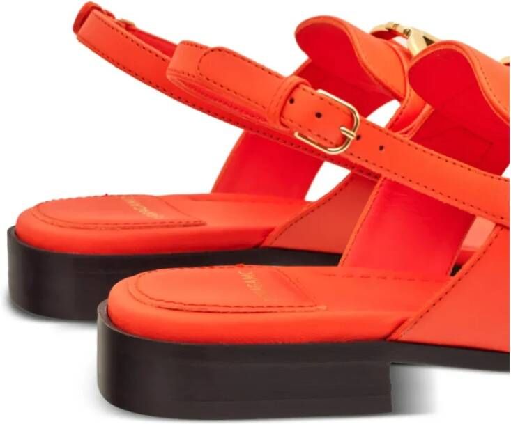 Ferragamo Gancini leren platte sandalen