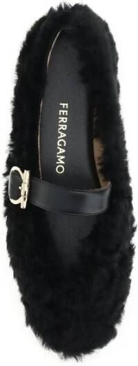 Ferragamo Gancini-verfraaide ballerina's met shearling voering