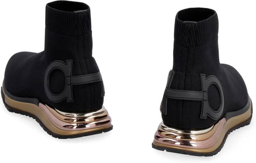 Ferragamo Gebreide Sneakers met Leren Logopatch