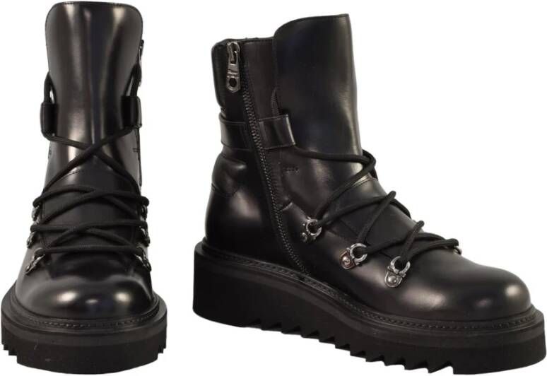 Ferragamo Leren Enkellaarsjes met Ritssluiting