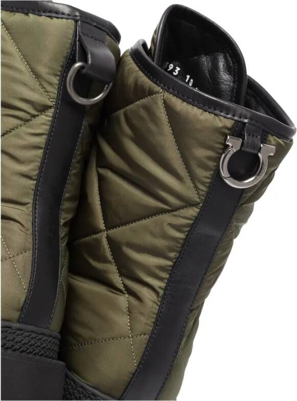Ferragamo Logo-Patch Quilted Combat Boots