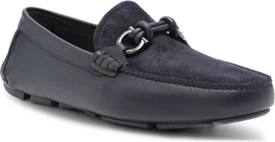 Ferragamo Navy Blauwe Leren Sneakers