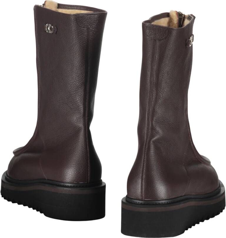 Ferragamo Stijlvolle leren enkellaarzen met ritsen