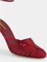 Ferragamo Vintage Rode Satijnen Hoge Hak Sandalen - Thumbnail 2
