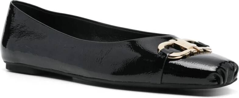 Ferragamo Zwarte Ballerina Flats Elegante Vierkante Neus
